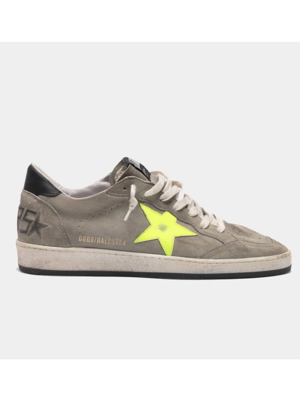 Golden Goose Ball Star Grey Suede Sneakers with Neon Star